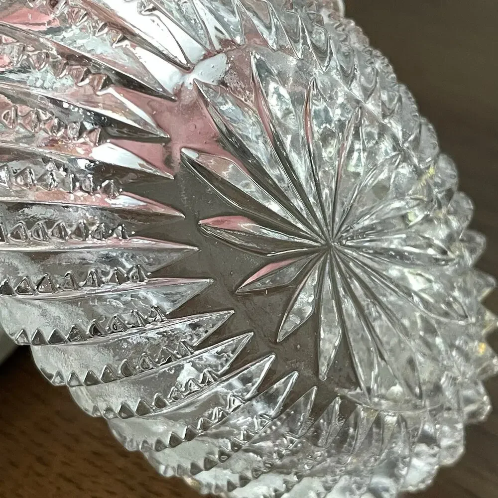 Vintage Art Nouveau Glass Trinket Dish with Metal Lid Vanity Jar Floral Design